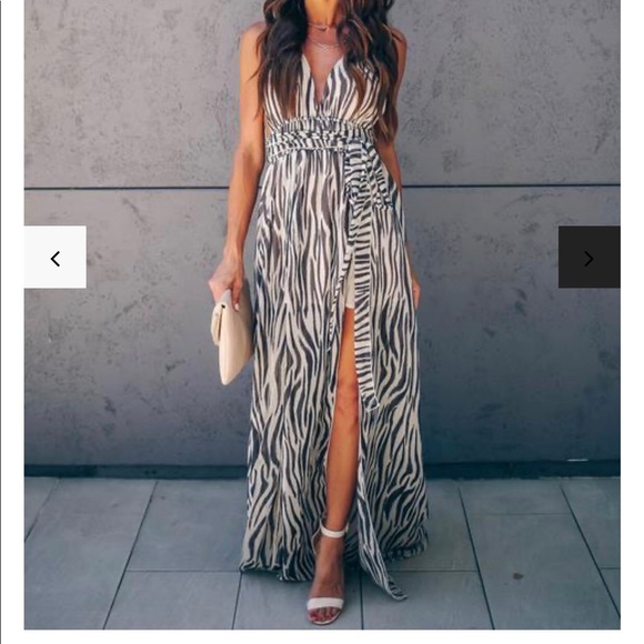 Dresses & Skirts - Zebra Print Slit Maxi Dress